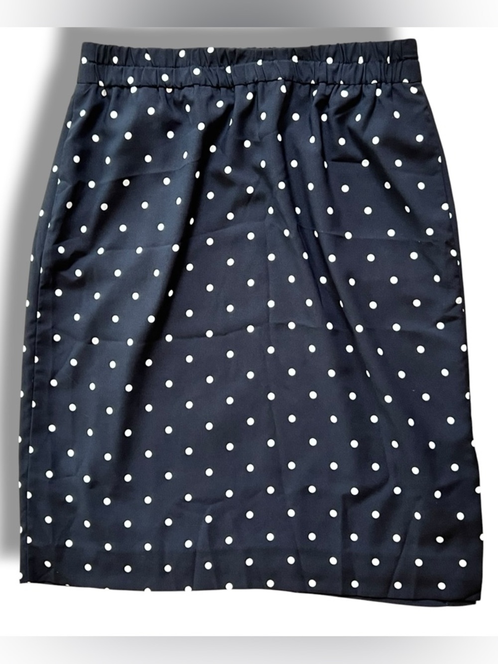 J. Crew Polka Dot Midi Skirt Black White Elastic Waist Fully Lined XL Preppy C-5